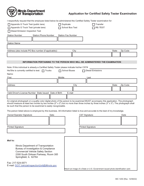 Form BIC1200  Printable Pdf