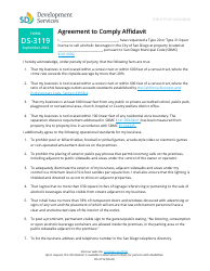 Form DS-3119 Agreement to Comply Affidavit - City of San Diego, California