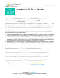Form DS-268 Agreement to Hold the City Harmless - City of San Diego, California