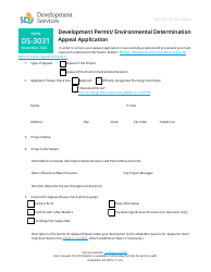 Document preview: Form DS-3031 Development Permit/ Environmental Determination Appeal Application - City of San Diego, California
