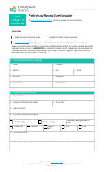 Form DS-375 Preliminary Review Questionnaire - City of San Diego, California