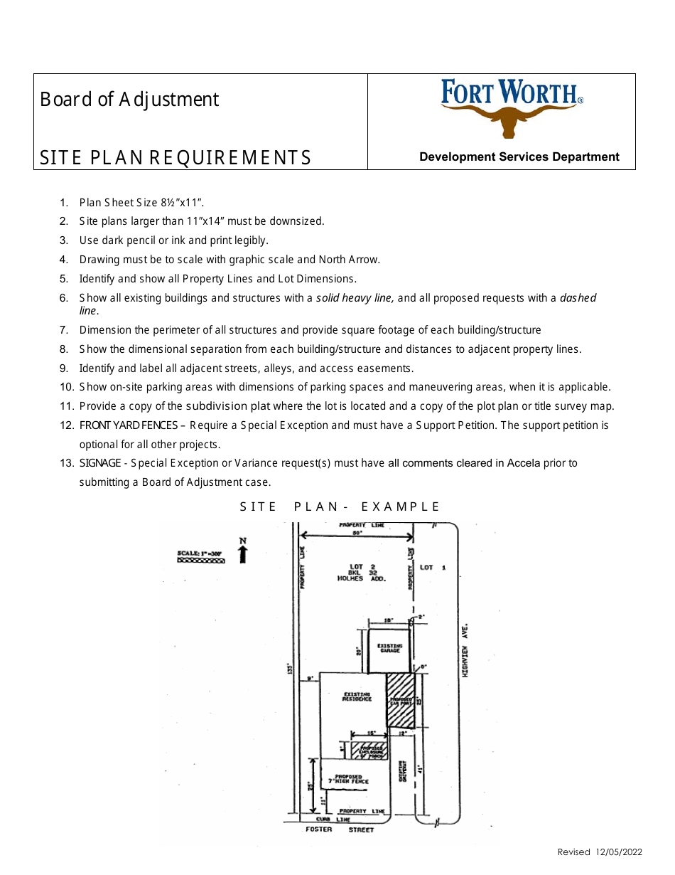 Application to the Zoning Board of Adjustment - City of Fort Worth, Texas, Page 5