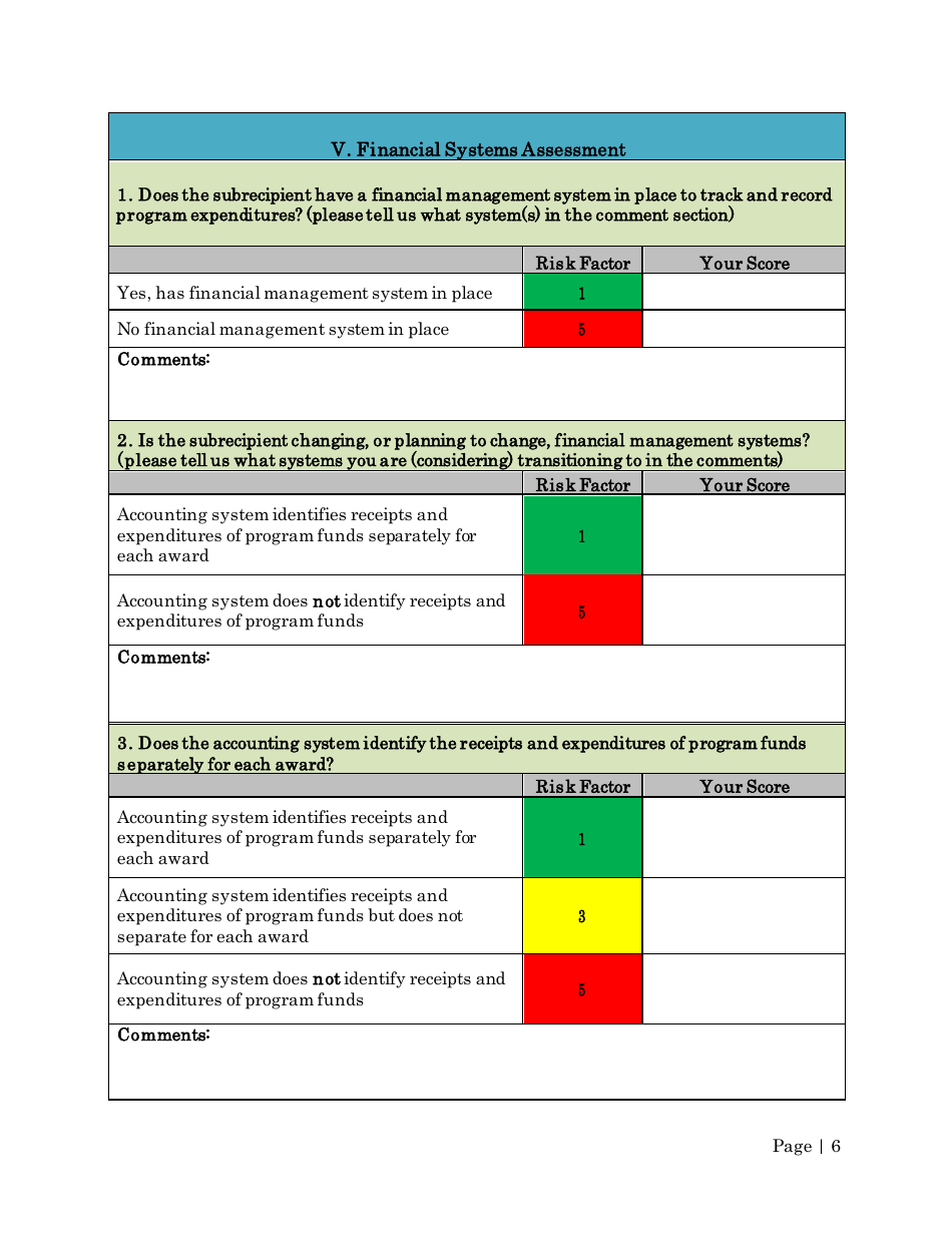 Risk Assessment Questionnaire (HRA) - Tennessee, Page 6