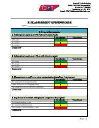 Document preview: Risk Assessment Questionnaire (Non-HRA) - Tennessee