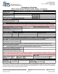 Document preview: Emergency Purchase Form (Where Delay Would Threaten Health, Safety, or Property) - Mississippi