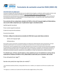 Formulario De Exclusion Anual De Osas - Oregon (Spanish), Page 2