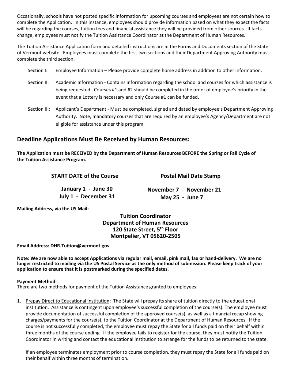 Tuition Assistance Application - Vermont, Page 3