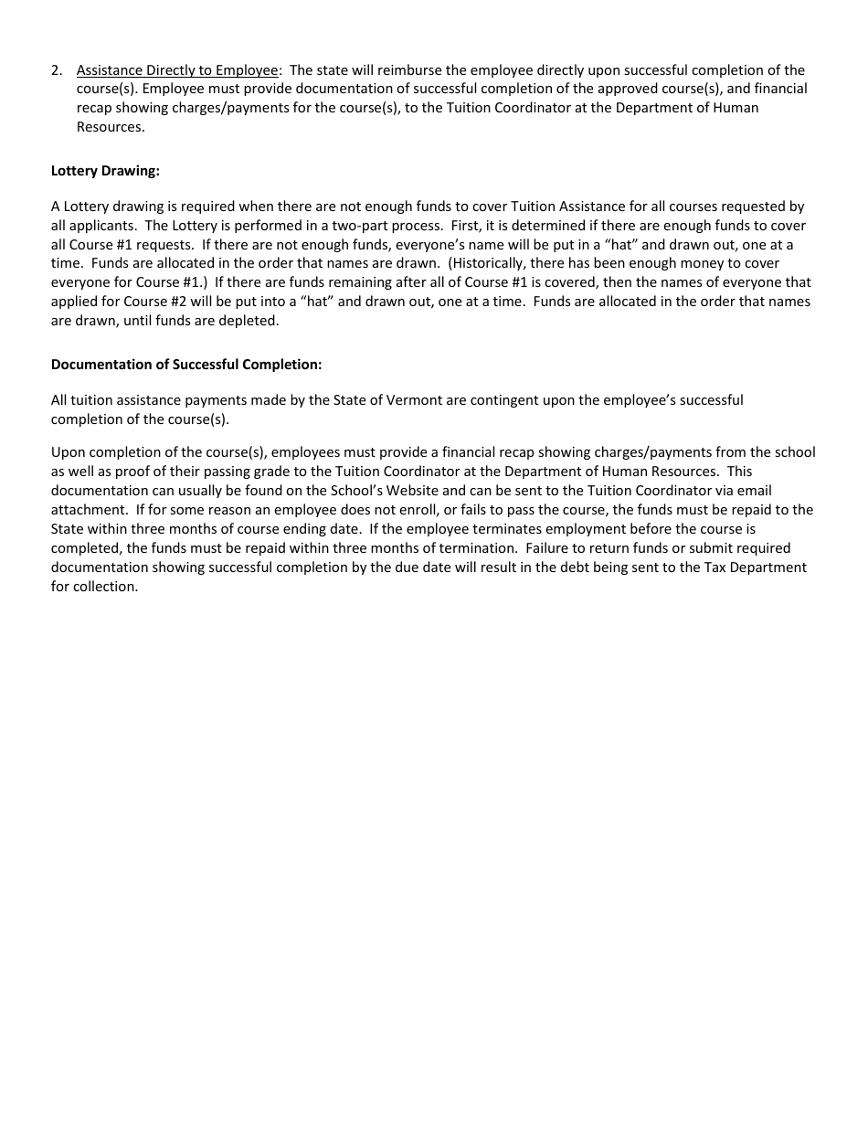 Tuition Assistance Application - Vermont, Page 4