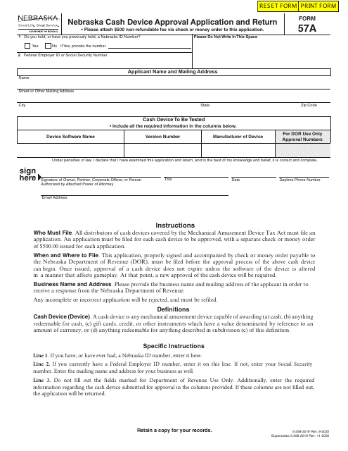 Form 57A  Printable Pdf