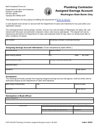 Document preview: Form F627-049-000 Plumbing Contractor Assigned Savings Account - Washington State Banks Only - Washington
