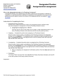 Form F627-052-000 Designated Plumber Assignment/Un-assignment - Washington