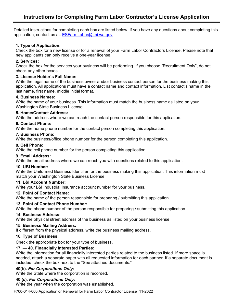 Form F700-014-000 Application or Renewal for Farm Labor Contractor License - Washington, Page 4