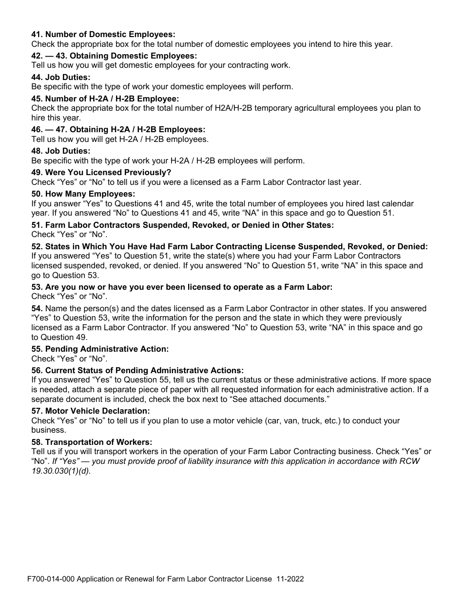 Form F700-014-000 Application or Renewal for Farm Labor Contractor License - Washington, Page 5