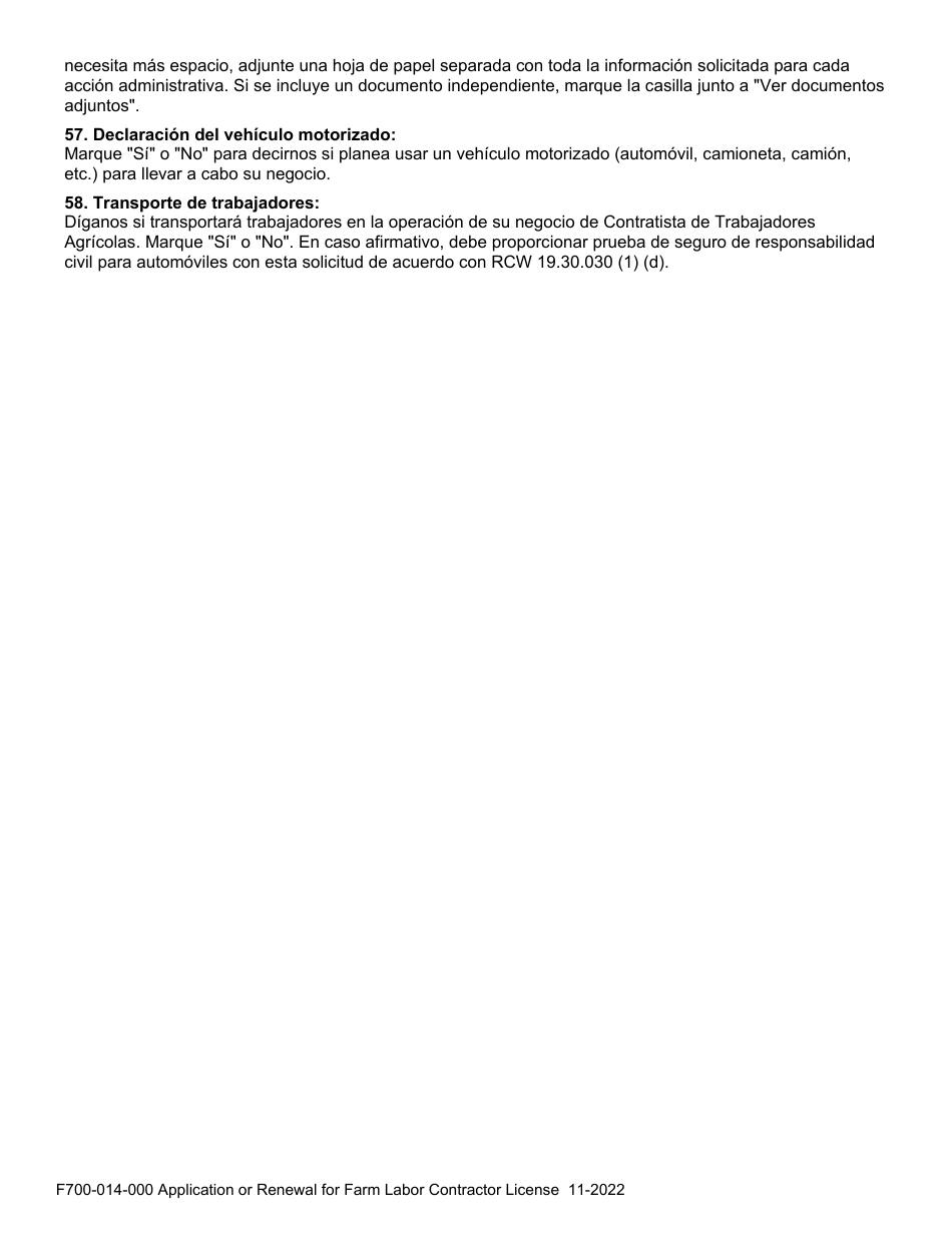 Form F700-014-000 Application or Renewal for Farm Labor Contractor License - Washington, Page 8