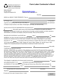 Document preview: Form F700-066-00 Farm Labor Contractor's Bond - Washington