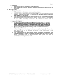 Form DBPR COSMO3 Application for Reexamination - Florida, Page 2