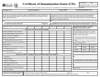 Document preview: DOH Form 348-013 Certificate of Immunization Status (Cis) - Washington (Chuukese)