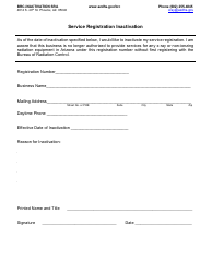 Document preview: Service Registration Inactivation - Arizona