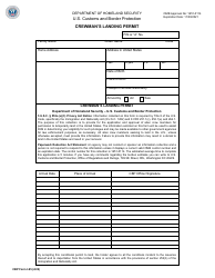 Document preview: CBP Form I-95 Crewman's Landing Permit
