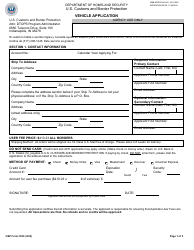 Document preview: CBP Form 339C Vehicle Application