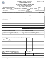 Document preview: CBP Form 3078 Application for Identification Card