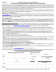 Document preview: Form ACD-31050 Application for Nontaxable Transaction Certificates - New Mexico