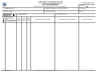 Document preview: CBP Form 7509 Air Cargo Manifest