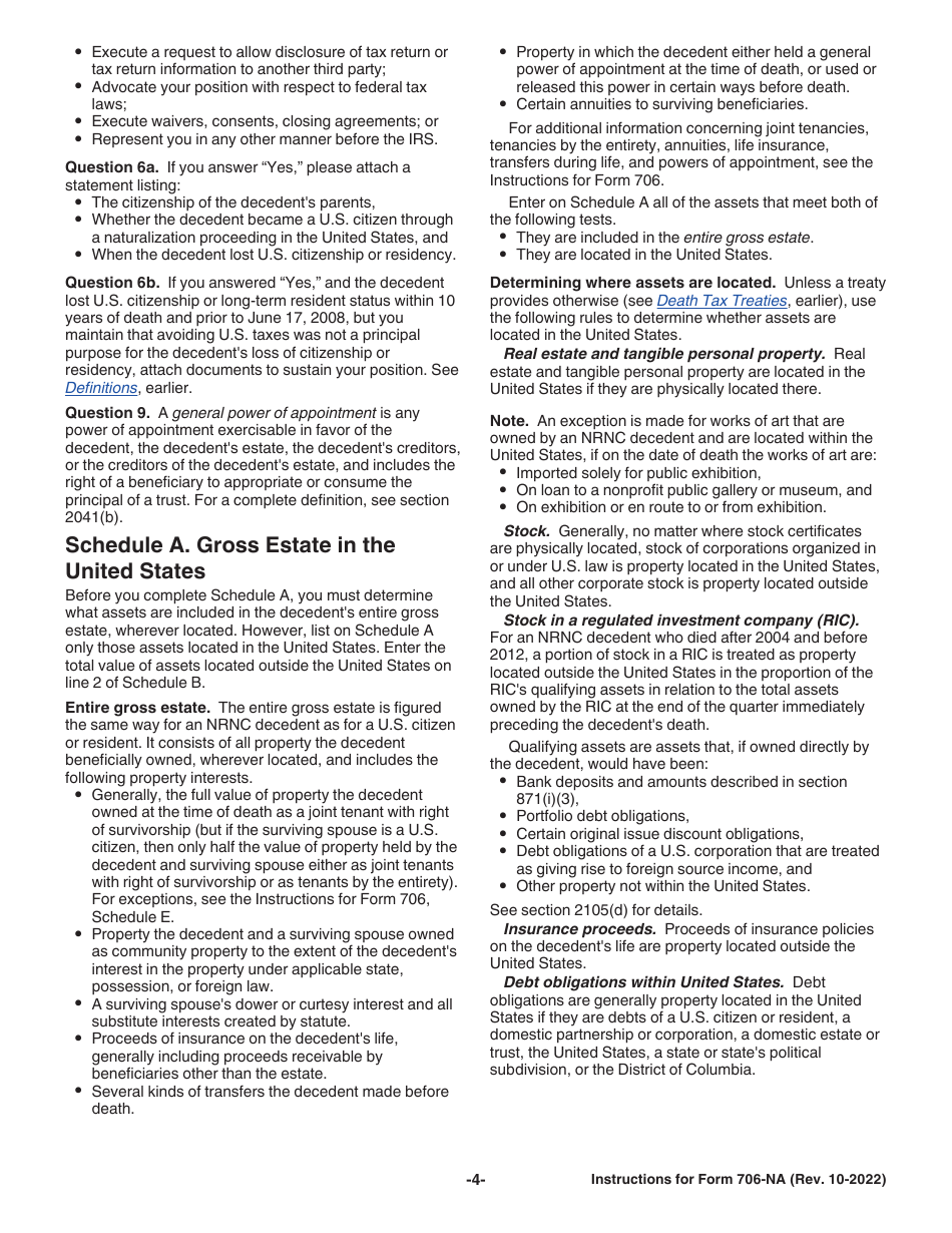 Instructions for IRS Form 706-NA United States Estate (And Generation-Skipping Transfer) Tax Return Estate of Nonresident Not a Citizen of the United States, Page 4