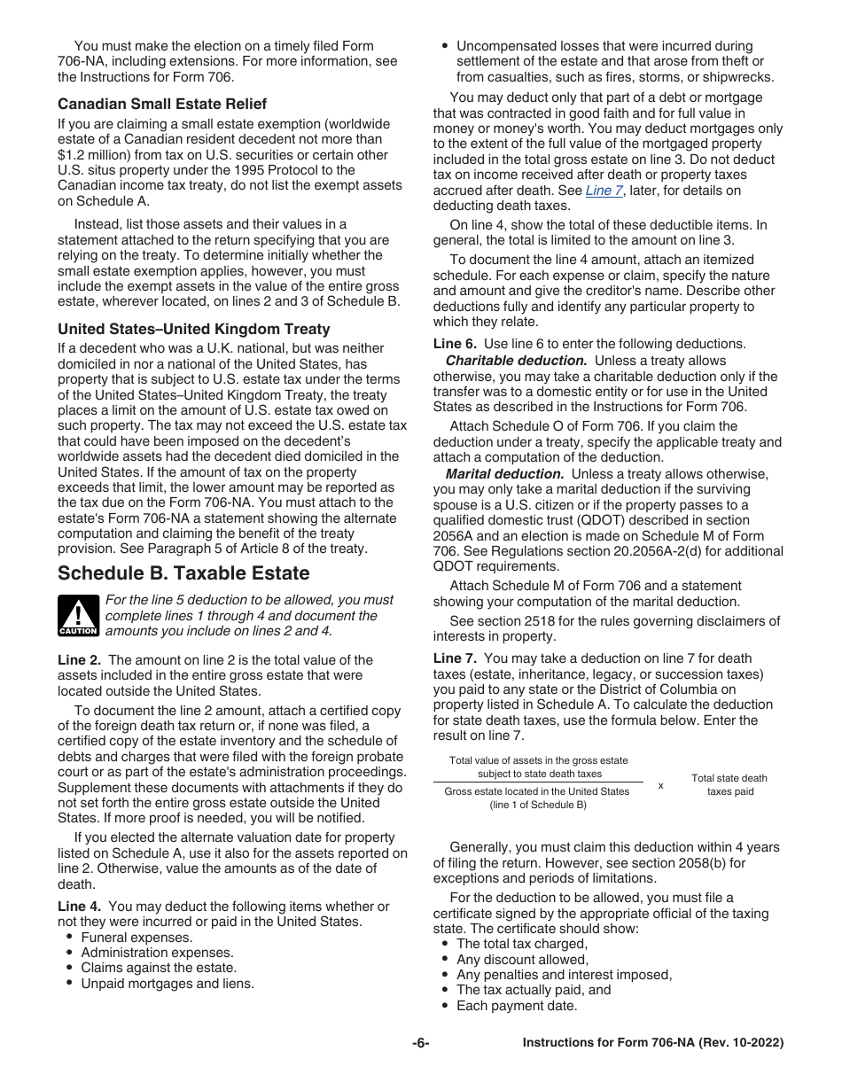 Instructions for IRS Form 706-NA United States Estate (And Generation-Skipping Transfer) Tax Return Estate of Nonresident Not a Citizen of the United States, Page 6