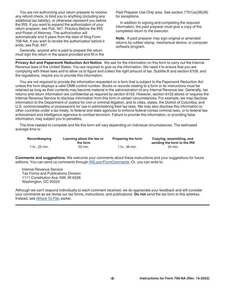 Instructions for IRS Form 706-NA United States Estate (And Generation-Skipping Transfer) Tax Return Estate of Nonresident Not a Citizen of the United States, Page 8