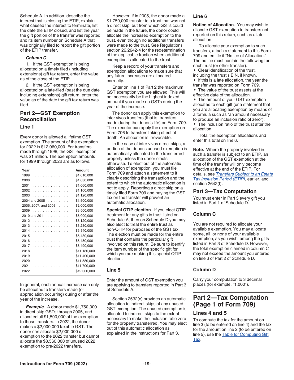 Instructions for IRS Form 709 United States Gift (And Generation-Skipping Transfer) Tax Return, Page 19