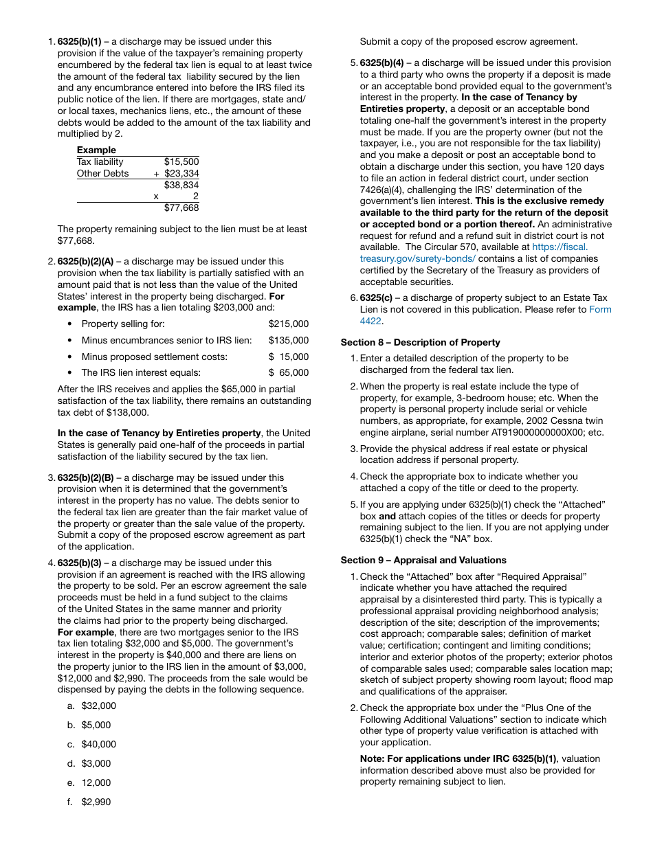 Instructions for IRS Form 14135 Application for Certificate of Discharge of Property From Federal Tax Lien, Page 2