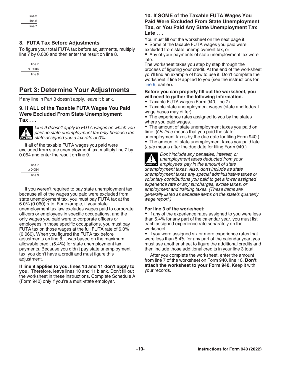 Instructions for IRS Form 940 Employers Annual Federal Unemployment (Futa) Tax Return, Page 10