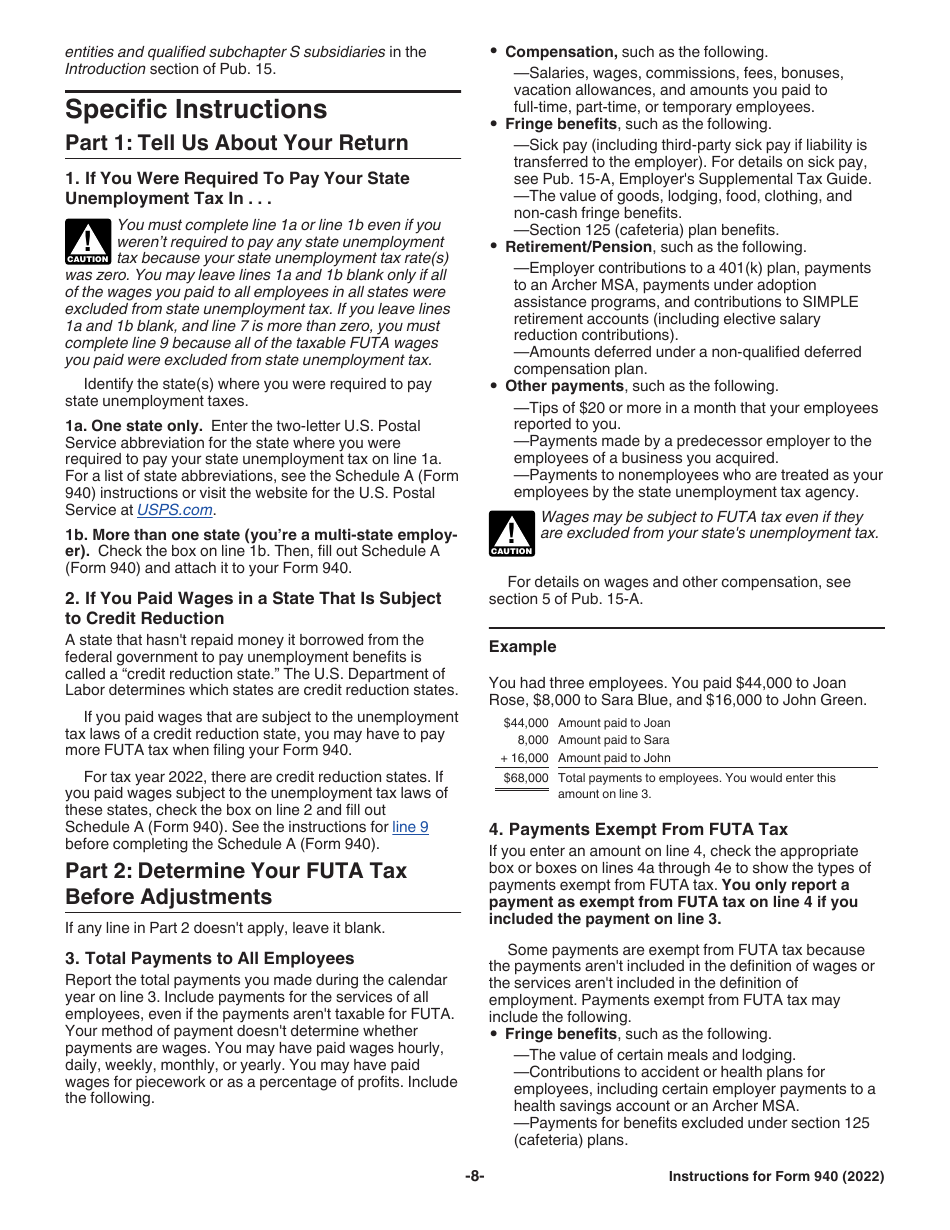 Download Instructions for IRS Form 940 Employer's Annual Federal