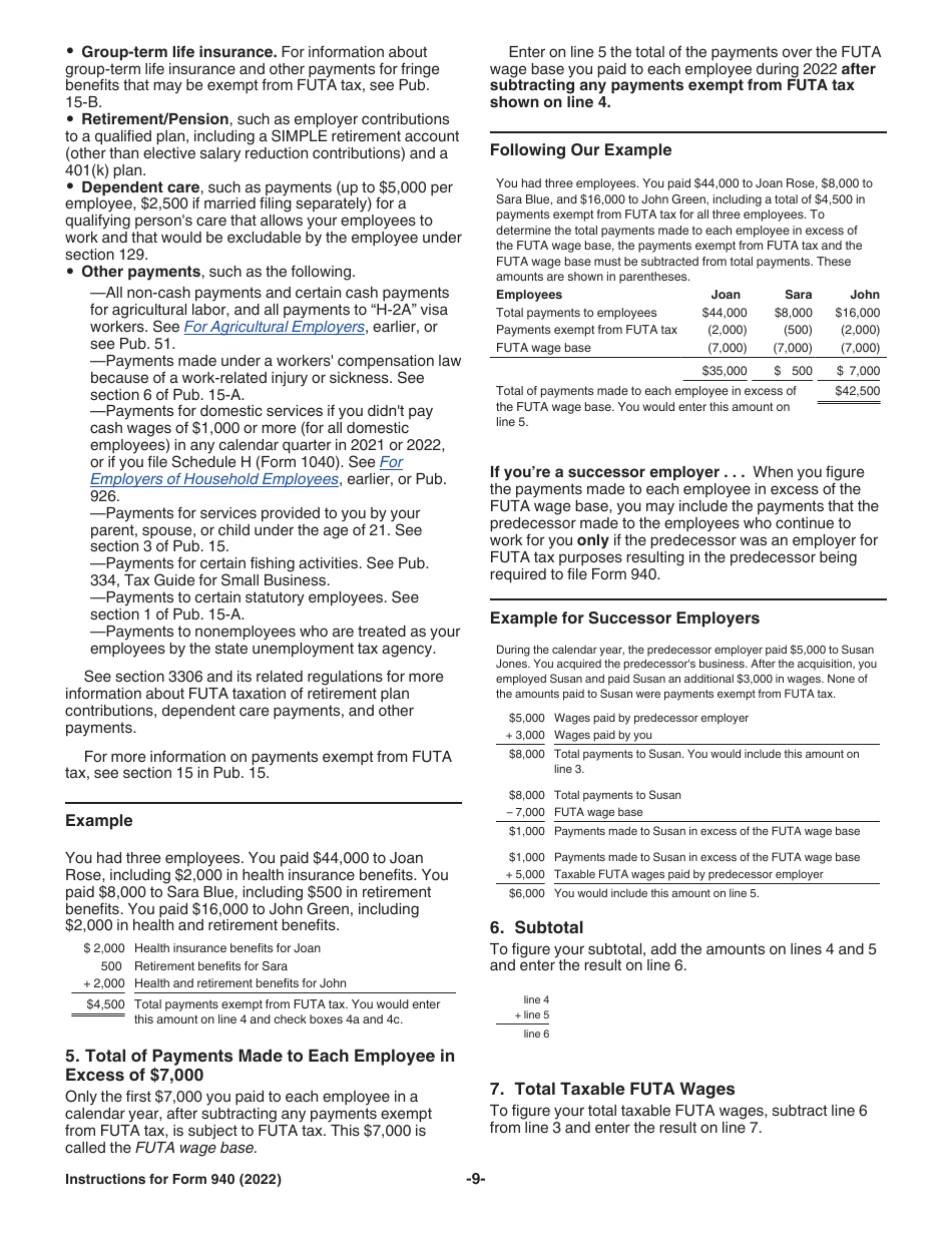 Instructions for IRS Form 940 Employers Annual Federal Unemployment (Futa) Tax Return, Page 9