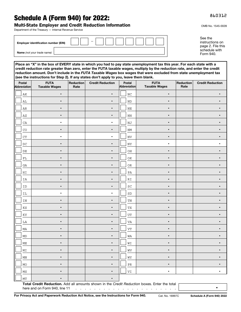 IRS Form 940 Schedule A Download Fillable PDF or Fill Online Multi ...