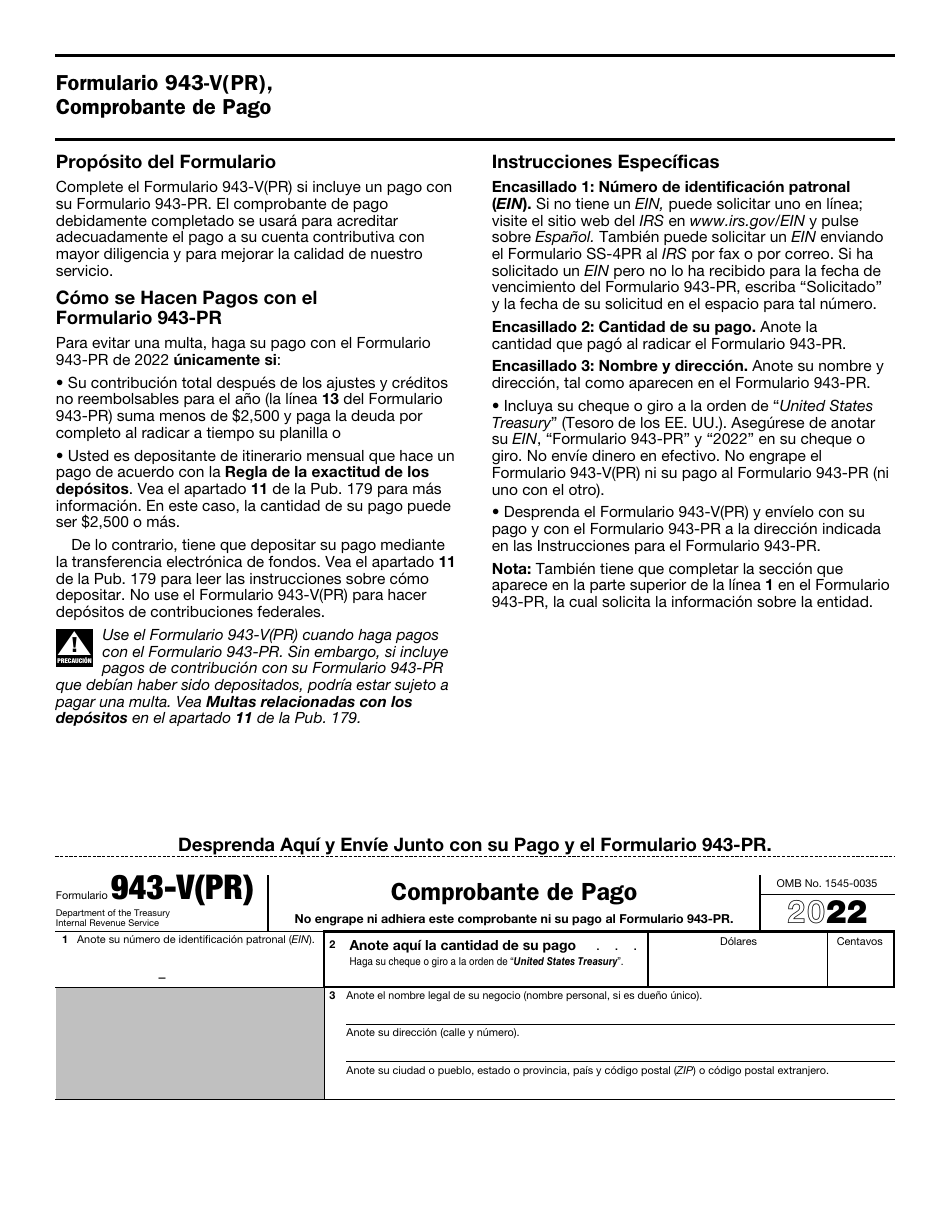 IRS Formulario 943-PR Planilla Para La Declaracion Anual De La Contribucion Federal Del Patrono De Empleados Agricolas (Puerto Rican Spanish), Page 5