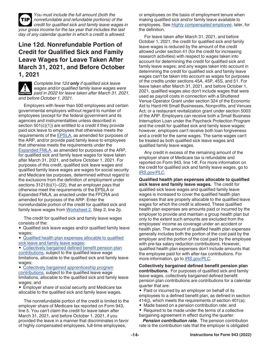 Instructions for IRS Form 943 Employers Annual Federal Tax Return for Agricultural Employees, Page 14