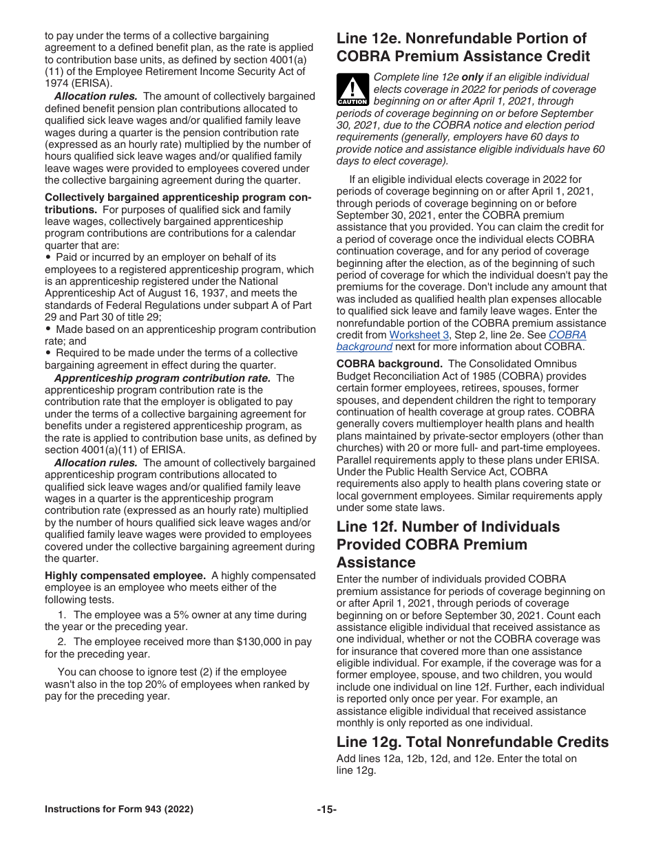Instructions for IRS Form 943 Employers Annual Federal Tax Return for Agricultural Employees, Page 15