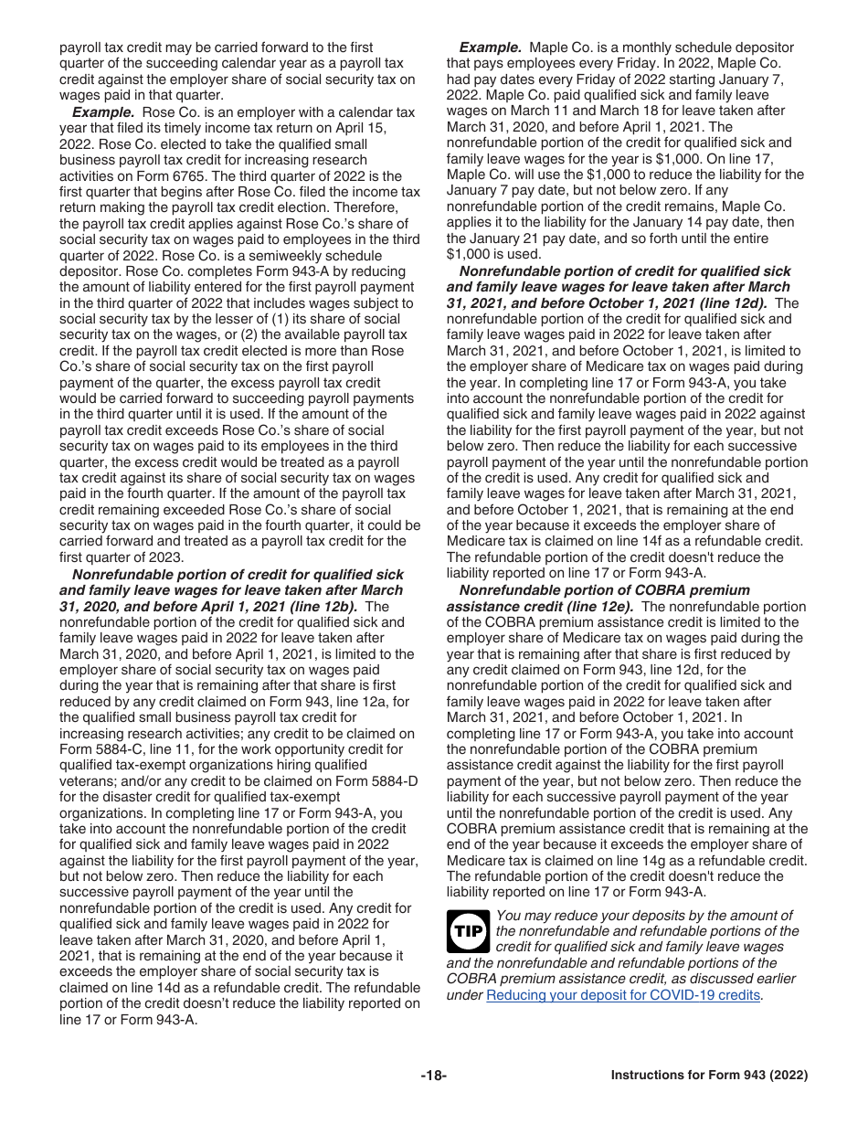 Instructions for IRS Form 943 Employers Annual Federal Tax Return for Agricultural Employees, Page 18