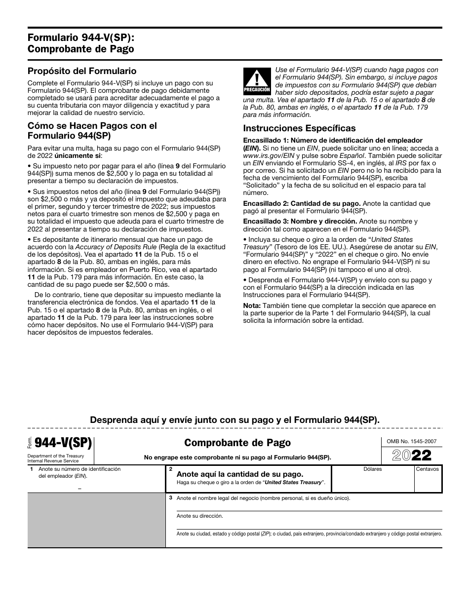 IRS Formulario 944 (SP) Declaracion Federal Anual De Impuestos Del Patrono O Empleador (Spanish), Page 5