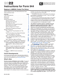 Document preview: Instructions for IRS Form 944 Employer&#039;s Annual Federal Tax Return