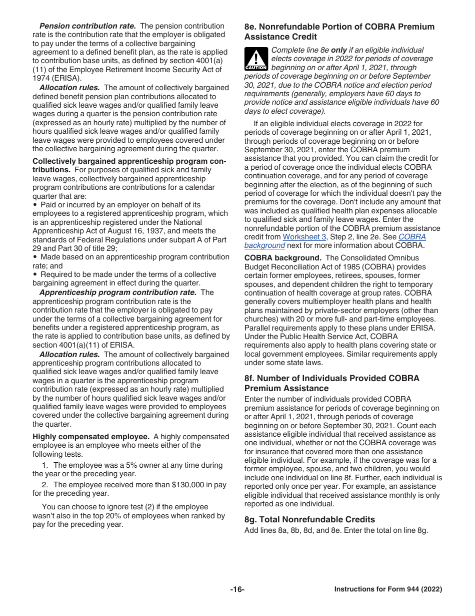 Instructions for IRS Form 944 Employers Annual Federal Tax Return, Page 16