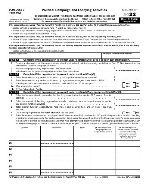 IRS Form 990 Schedule C 2022 Printable Pdf