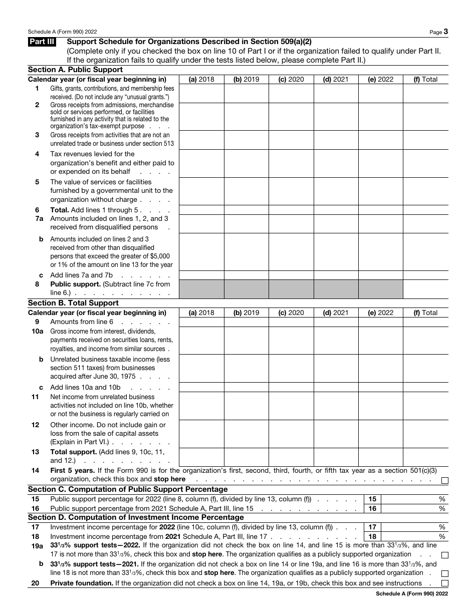 IRS Form 990 Schedule A Download Fillable PDF or Fill Online Public ...