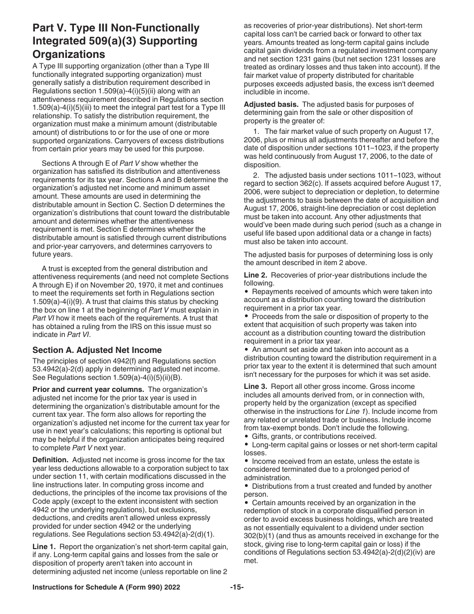 Instructions for IRS Form 990, 990-EZ Schedule A Public Charity Status and Public Support, Page 15