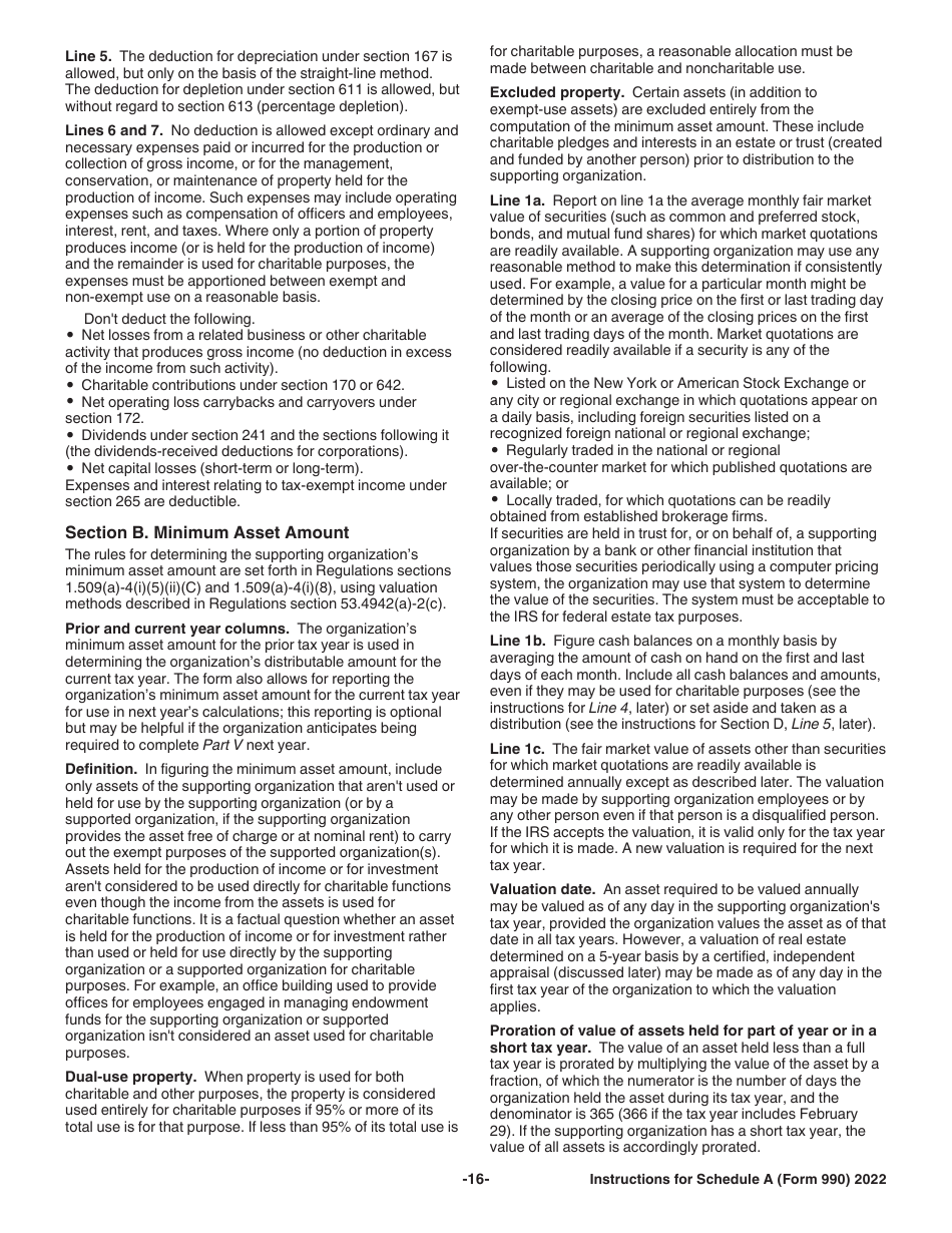 Instructions for IRS Form 990, 990-EZ Schedule A Public Charity Status and Public Support, Page 16
