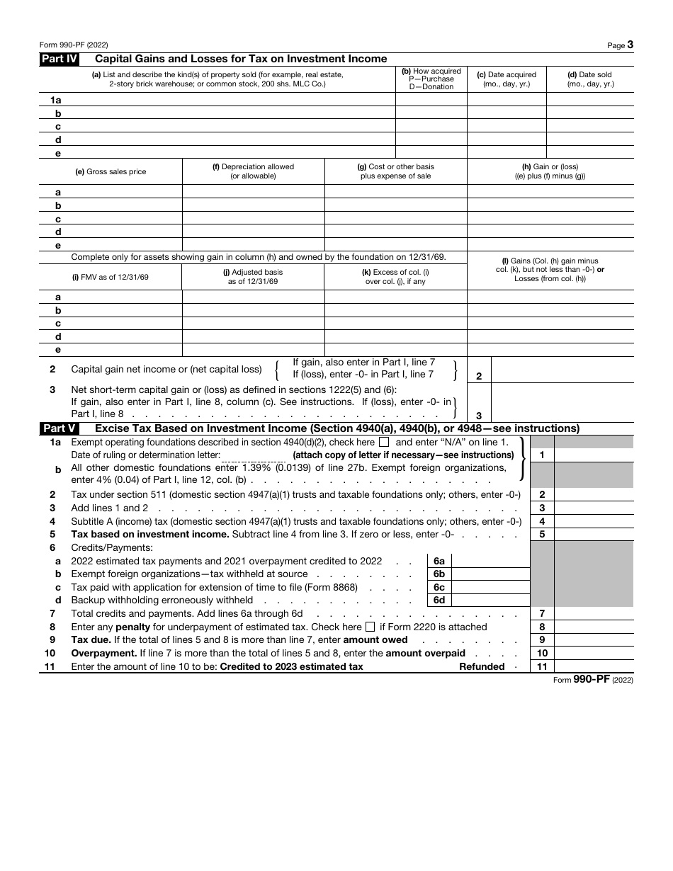 IRS Form 990-PF Return of Private Foundation or Section 4947(A)(1) Trust Treated as Private Foundation, Page 3