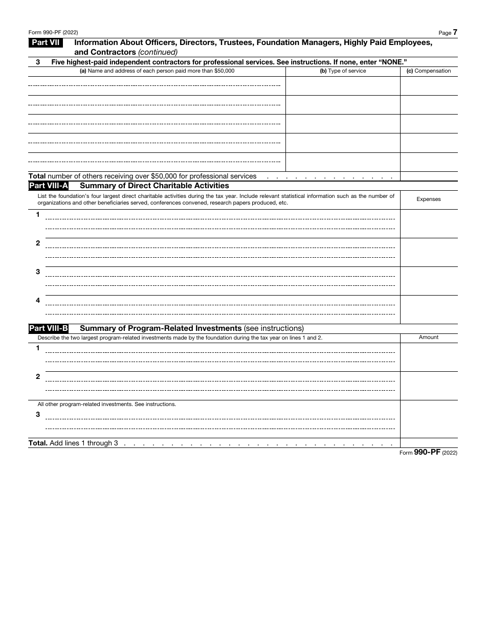 IRS Form 990-PF Return of Private Foundation or Section 4947(A)(1) Trust Treated as Private Foundation, Page 7
