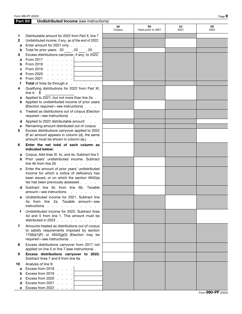 IRS Form 990-PF Return of Private Foundation or Section 4947(A)(1) Trust Treated as Private Foundation, Page 9